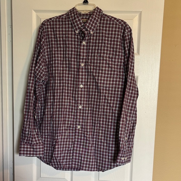 Duluth Trading Co men’s red plaid long sleeve button down shirt size large - Picture 1 of 8